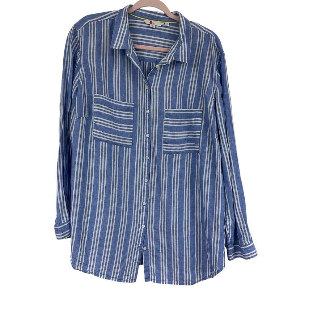 Boden Blue and White Striped Linen Shirt 16L